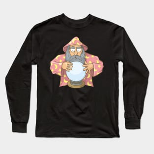 Wizard in Pink Cape with Magic Ball Long Sleeve T-Shirt